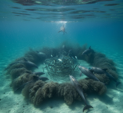 The Cooperative Hunting of Dolphins Using Mud Rings