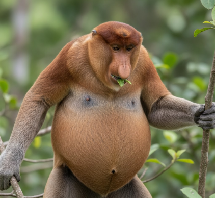 How Proboscis Monkeys Have Enlarged Stomachs for Leaf Digestion