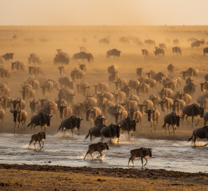 The Migration Journey of Wildebeest Across African Plains