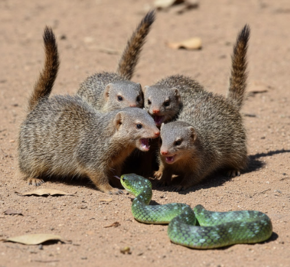 Defense Mechanisms of Dwarf Mongooses Against Snake Predators