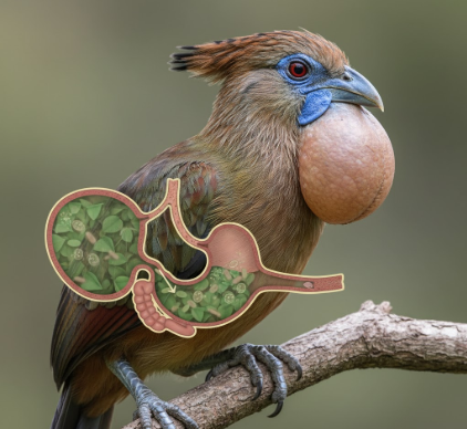 Why Hoatzins Ferment Food Like Ruminants Despite Being Birds